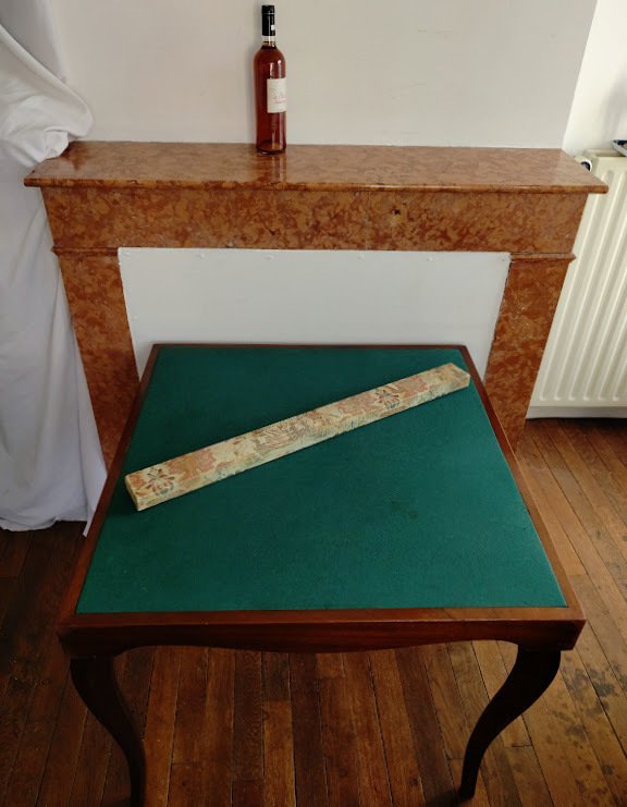 Τραπέζι παιχνιδιών (2) - Πίνακας και Παιχνίδι Μπριτζ - Μαζικό ξύλο από acajou - Χάλυβας - Υφάσματα - Χαρτόνι #4.3