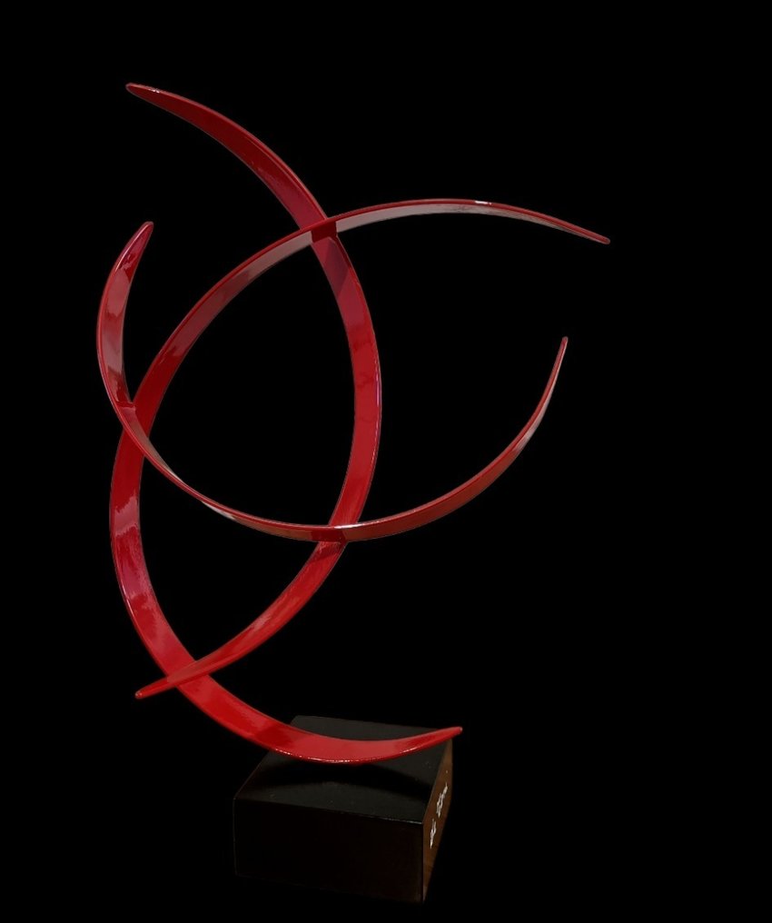 Cesare De Toni - 雕刻, Curvismo dello spazio Sequenza F. 3 Rosso - 39 cm - 鋼 #4.3