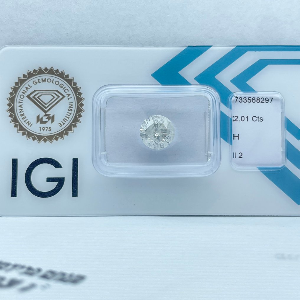 No reserve price - 1 pcs Diamond (Natural) - 2.01 ct - Round - H - I2 - International Gemological Institute (IGI) #4.3