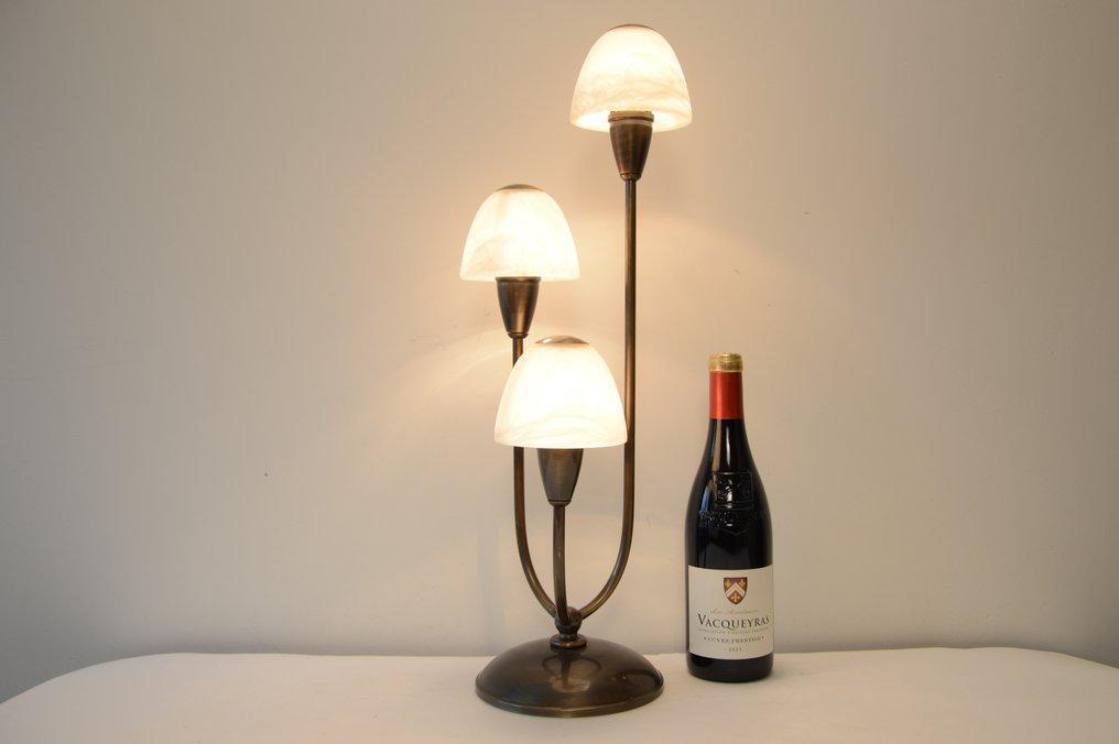 RESANA - Table lamp - Vintage mushroom Table Lamp - Brass, Glass #4.3