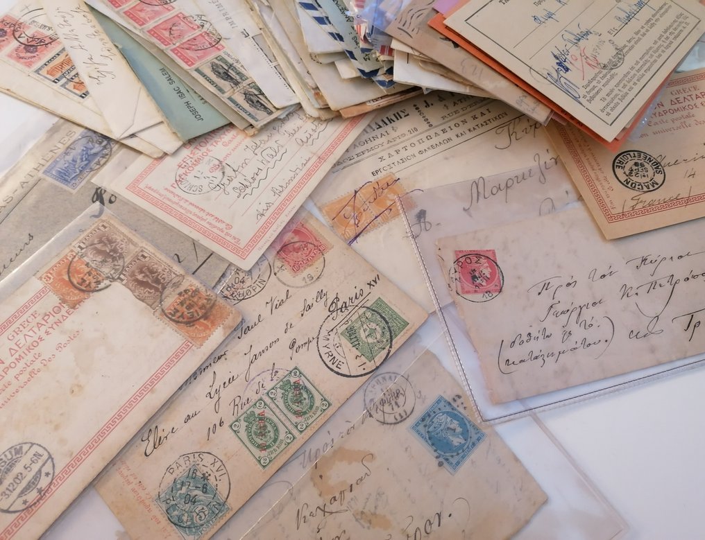 希臘  - 希腊。超过90个带邮票的信封。 #1.0