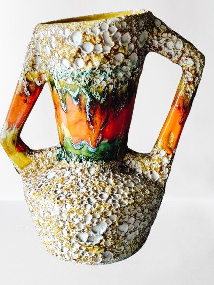 花瓶  - 陶瓷, 镶嵌 - 70年代复古大花瓶 #1.0