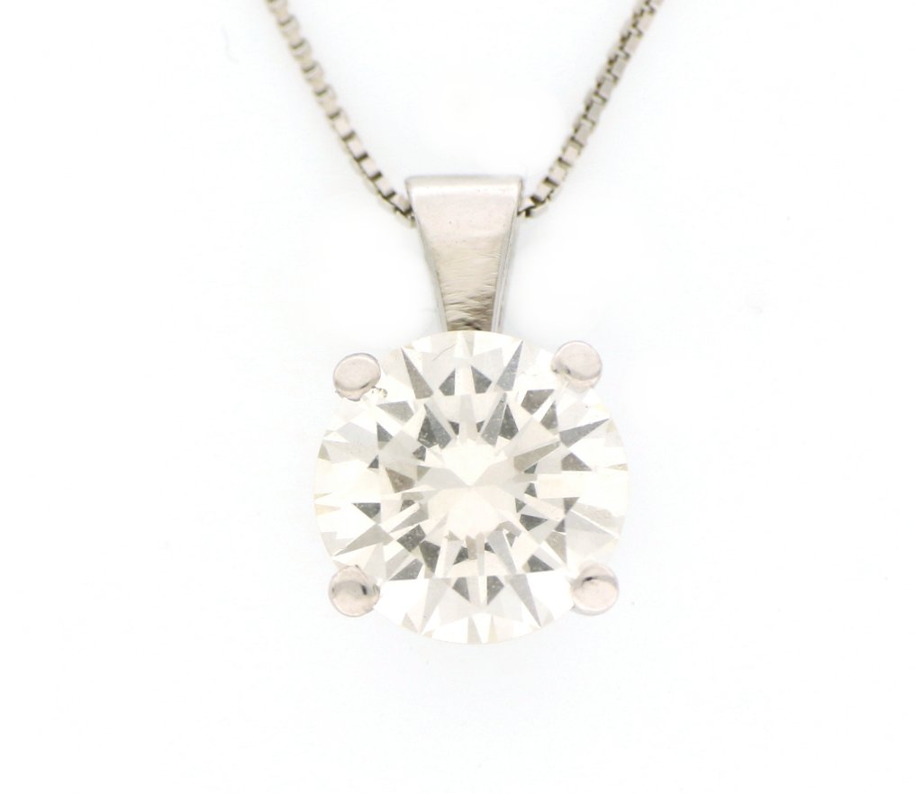 Sem preço de reserva - Colar com pingente - 18 K Ouro branco - 1.00ct. tw. Diamante (Natural) #1.0