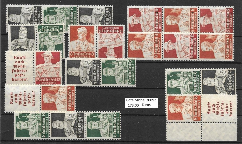 德意志帝国 1933/1941 - 142种不同MH组合收藏品* - 叠印 - 小册子邮票 - 20张小册子 #1.0