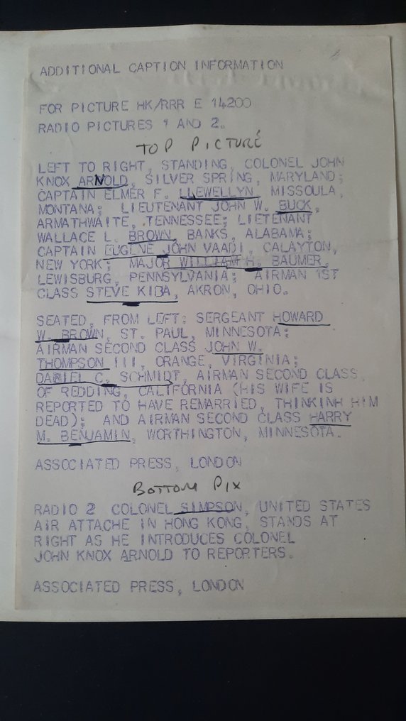 United Press Association New York - 10 Photographies des 11 soldat de l air U.S. libérés par la Chine 1955 #1.0