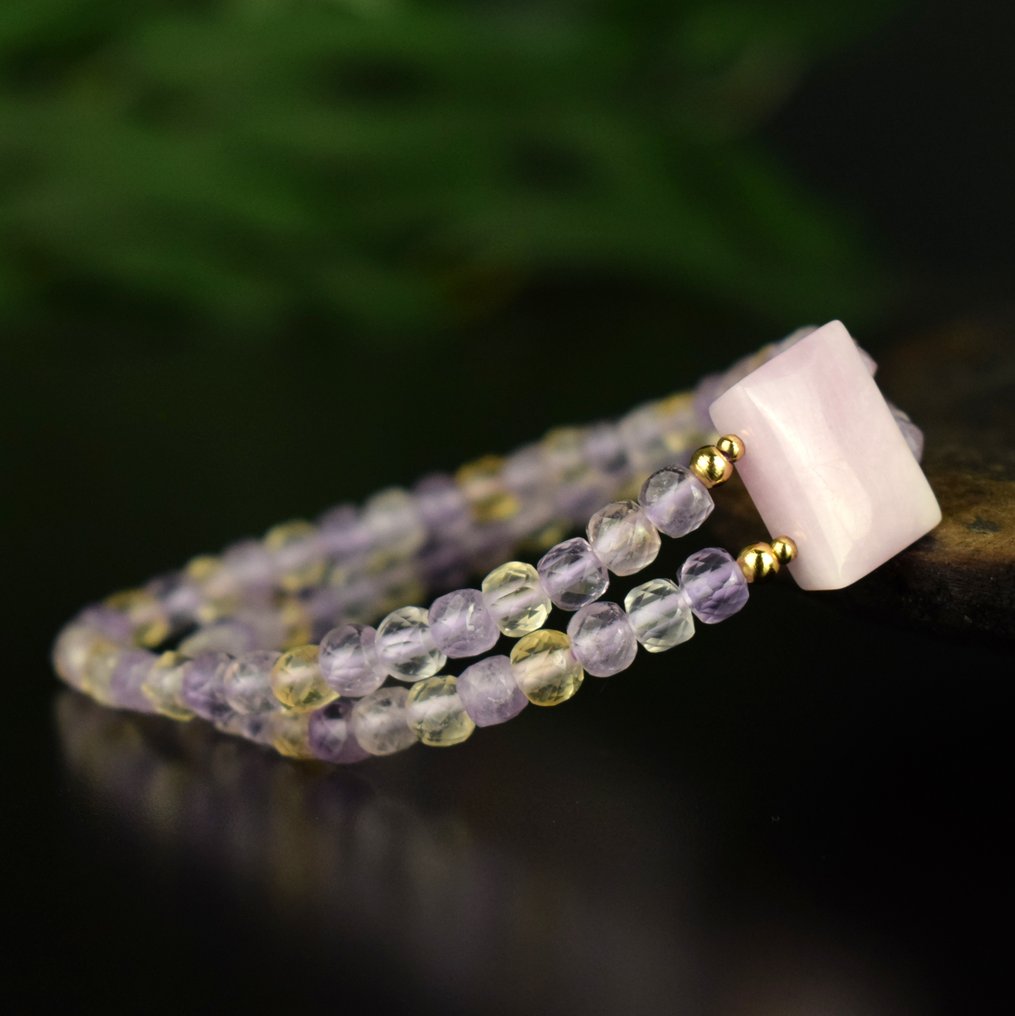 Bracciale due file ametista e kunzite - Alta qualità - Bracciale eccezionale- 14.5 g #4.3