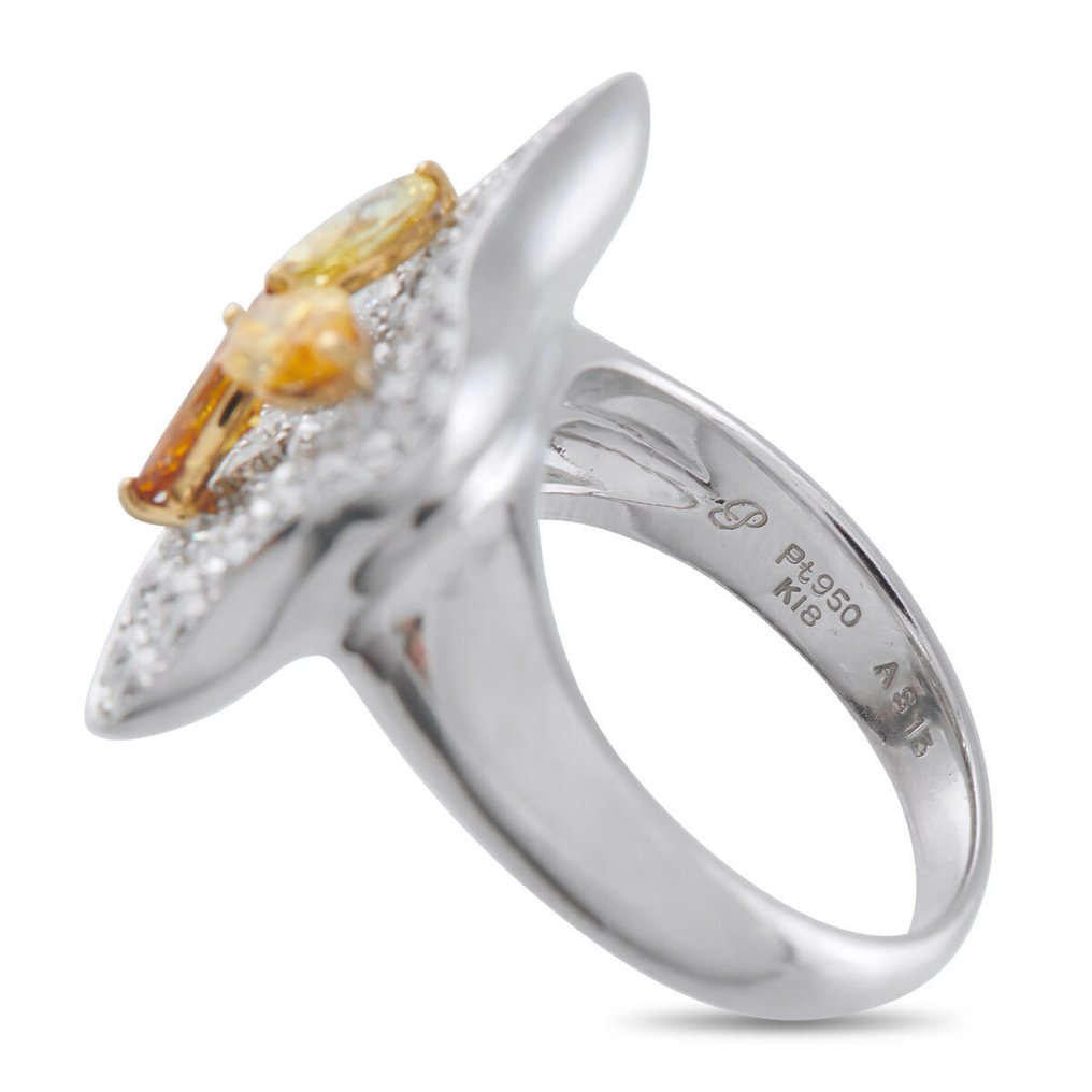 戒指 铂金 2.84克拉白色与彩黄钻石戒指, 白金 -  2.84ct. tw. #4.3