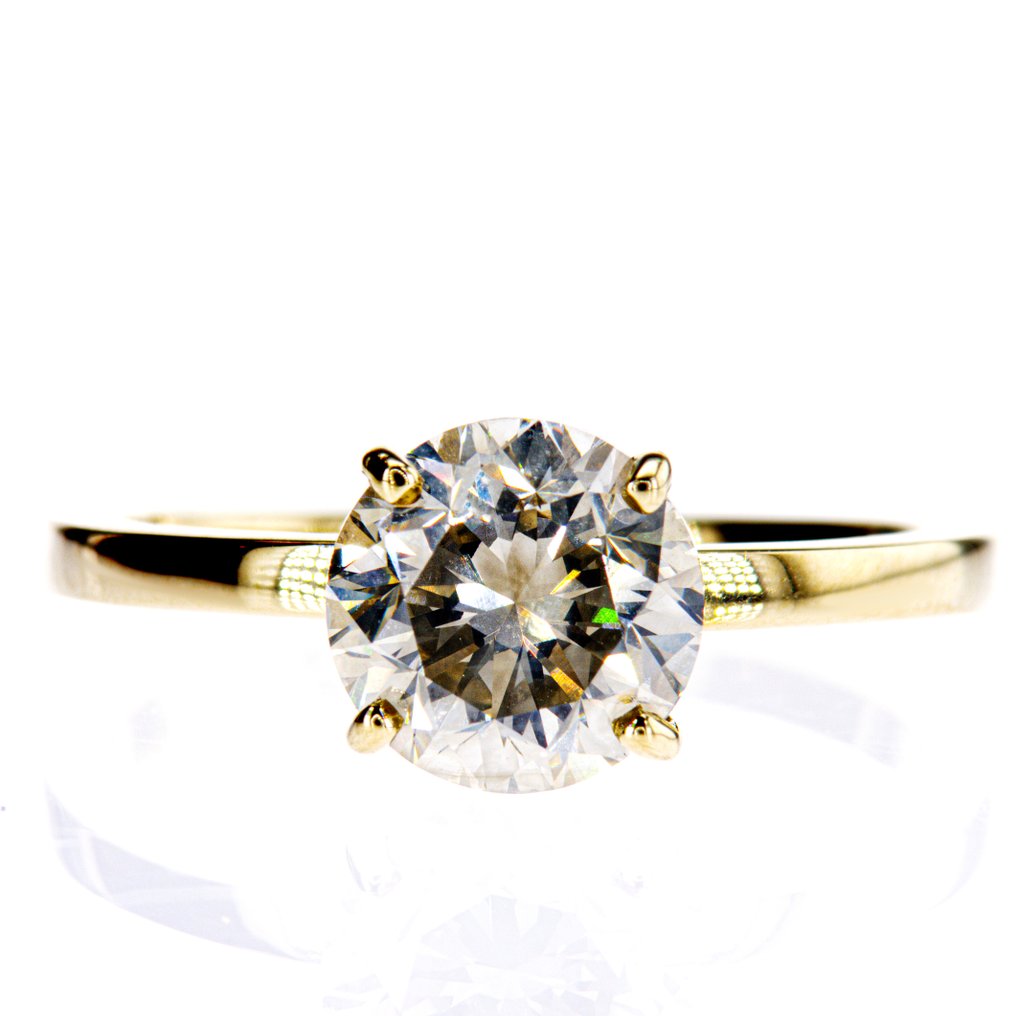 χωρίς τιμή ασφαλείας - Δαχτυλίδι αρραβώνων - 14 καράτια Κίτρινο χρυσό -  2.54ct. tw. Διαμάντι (Φυσικού χρώματος) #1.0