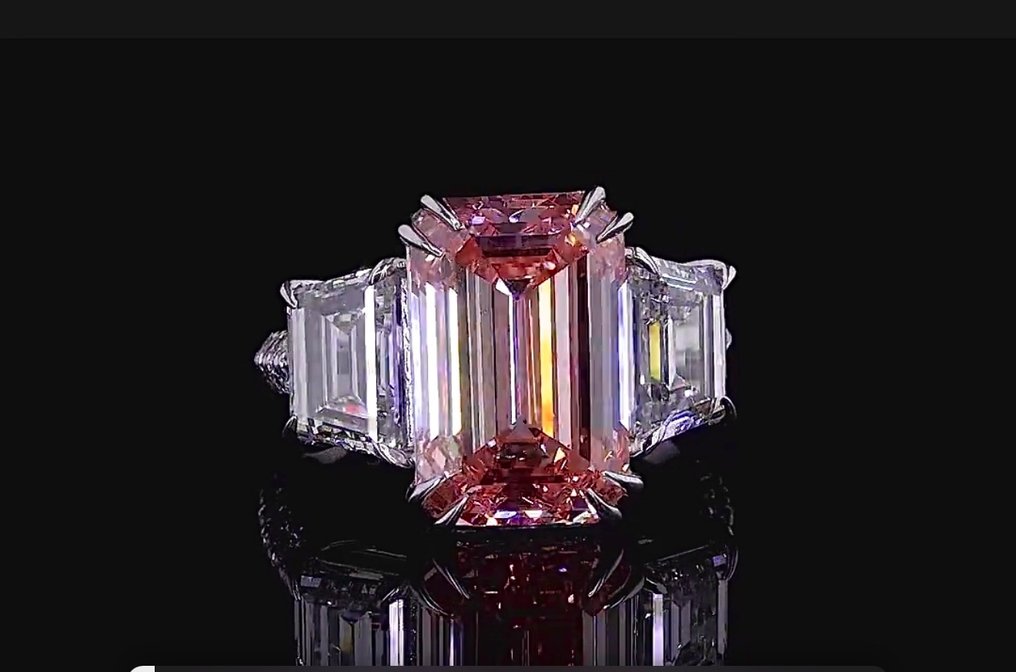Δαχτυλίδι - 18 καράτια Λευκός χρυσός - 10.57ct. tw. Ροζ Διαμάντι (Διαμάντια εργαστηριακής καλλιέργειας με φανταχτερά χρώματα) - Διαμάντι #2.1