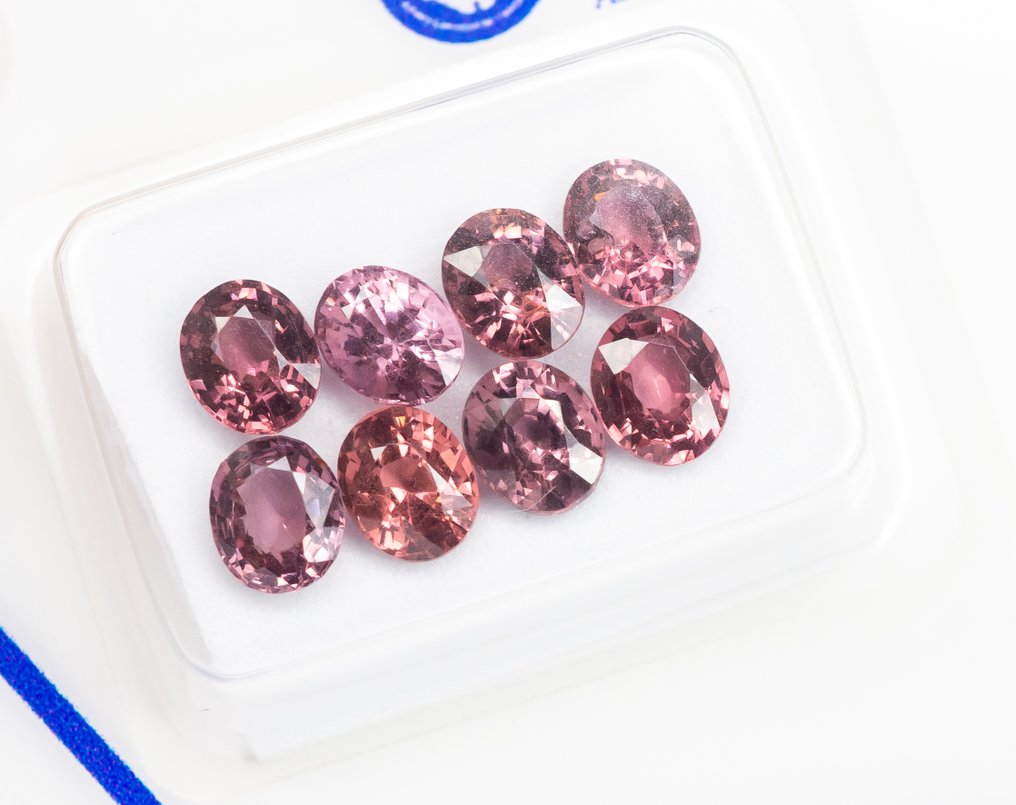 没有保留价 - 8 pcs  尖晶石  - 3.49 ct - 安特卫普宝石检测实验室（ALGT） - 强烈鲜明的橙粉色 #3.2