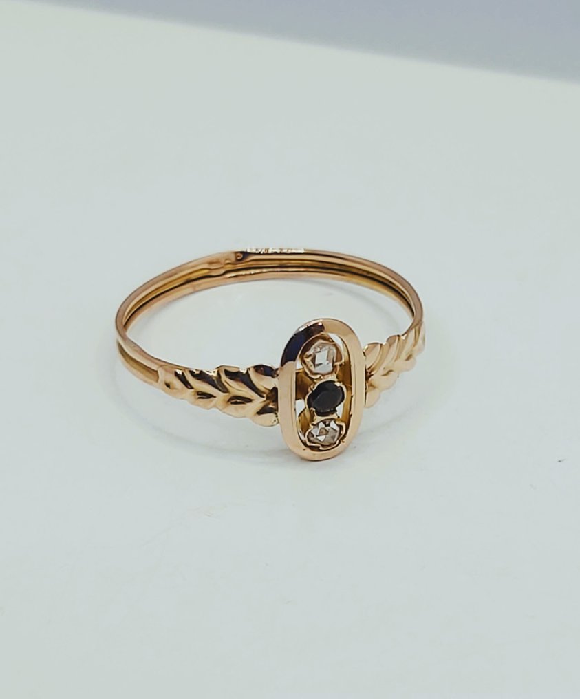 No reserve price - Ring - 19.2 kt. Rose gold Garnet - Diamond #1.0