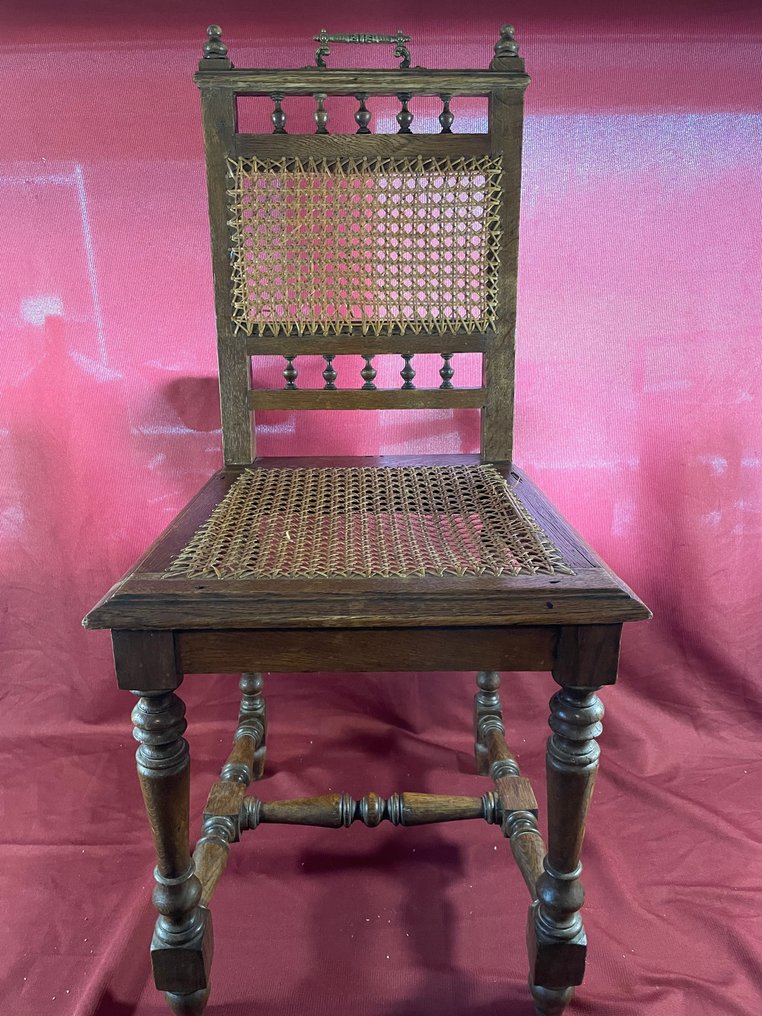 Stuhl - Holz, Messing - Rotan Biedermeier #1.0