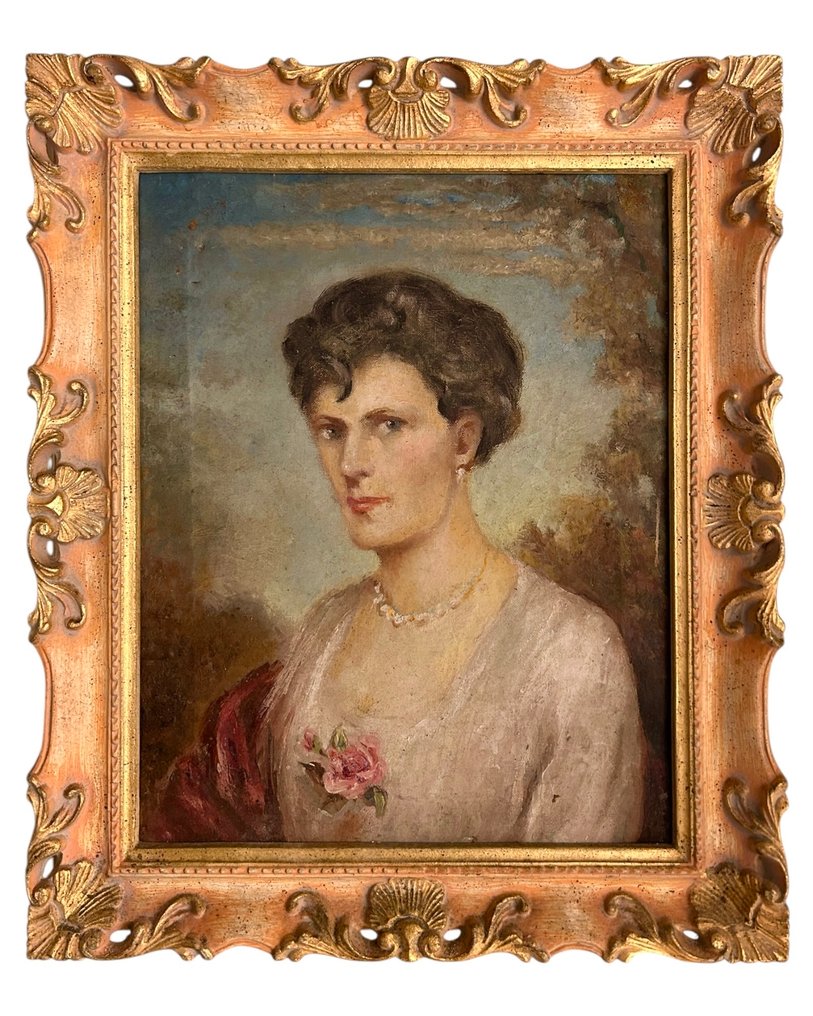 歐洲學派 (XX) - Dama elegante con rosa - NO RESERVE #1.0