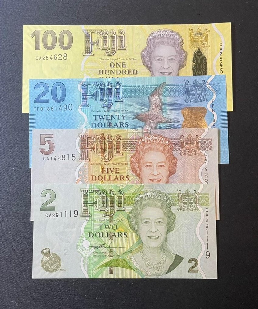 Φίτζι. - 2, 5, 20, 100 Dollars - various dates - Pick 109a, 110a, 117a, 114a (χωρίς τιμή ασφαλείας) #1.0