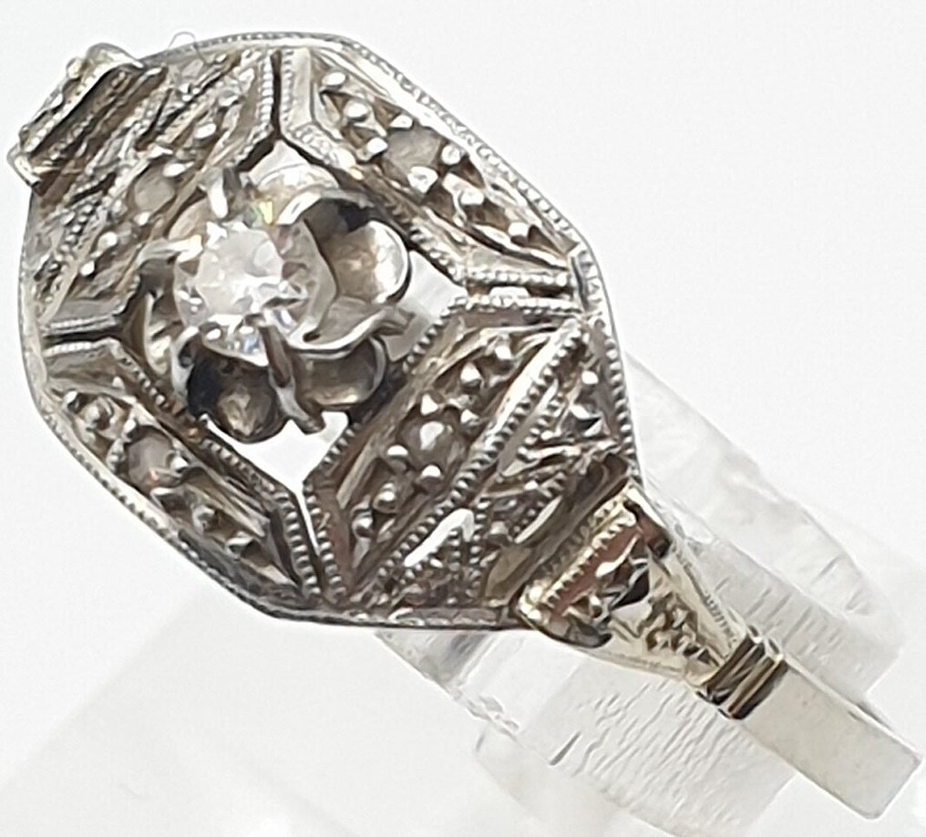 Gyűrű - 18 kt. Fehér arany, Platina - 0.05ct. tw. Gyémánt (Természetes) #1.0