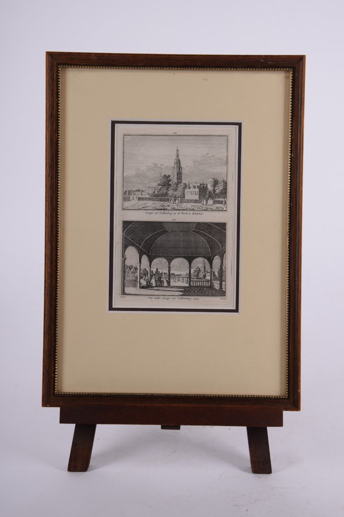 荷兰 - Breda; Hendrik Spilman/ Tirion - GEZIGT UIT VALKENBERG OP DE KERK TE BREDA – EEN ANDER GEZIGT UIT VALKENBERG 1732 - 1721-1750 #1.0