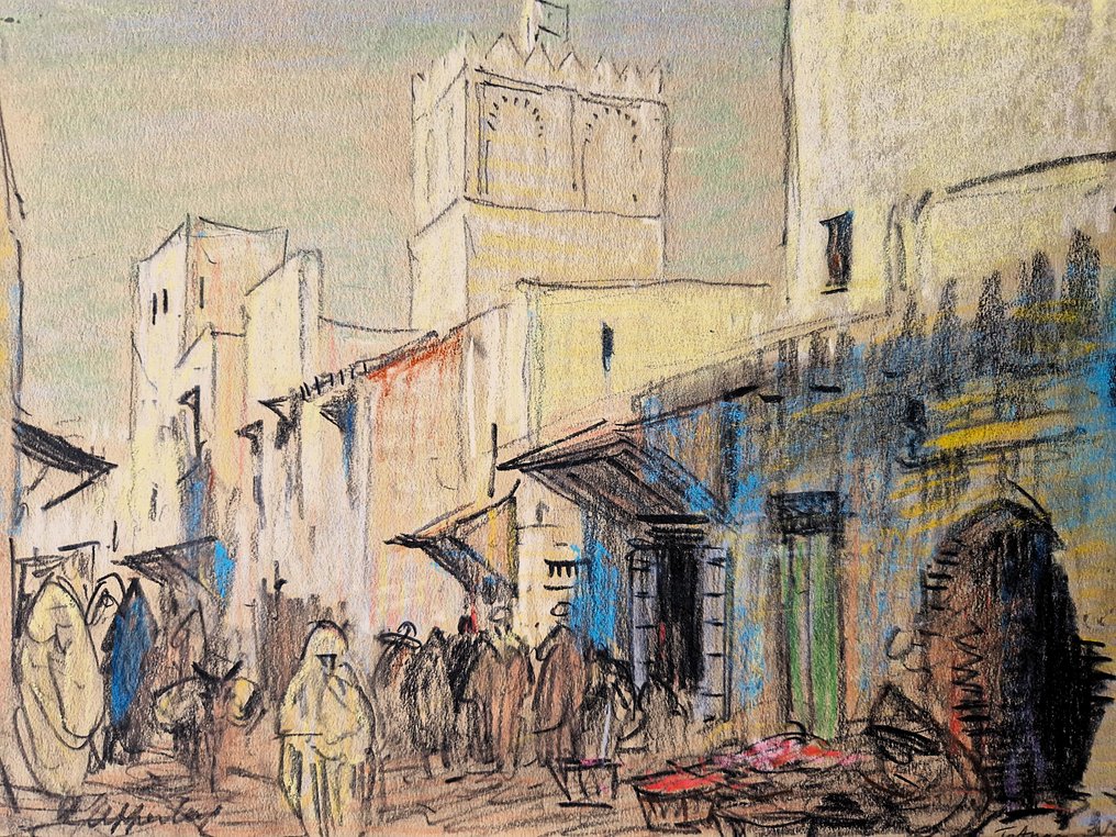 George Owen Wynne Apperley (1884-1960) - "Market day in Tetuan Morocco تطوان " #1.0
