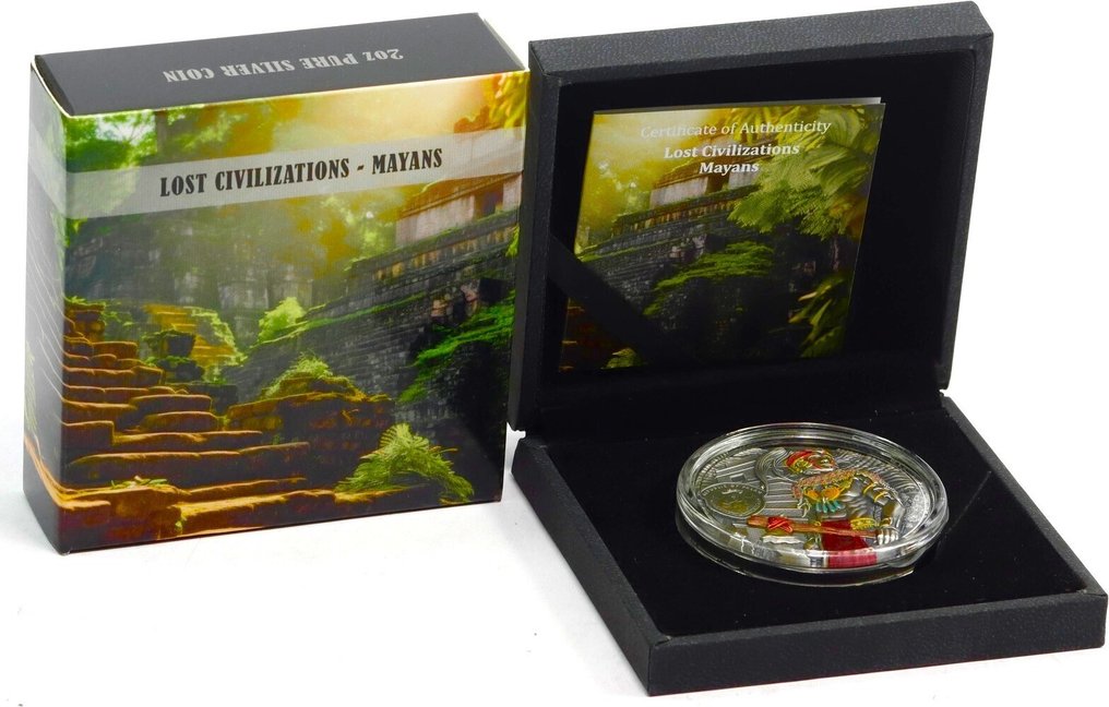 Palau. 10 Silver Dollars 2023 "Mayans - Lost Civilizations", with Box - very rare #2.1