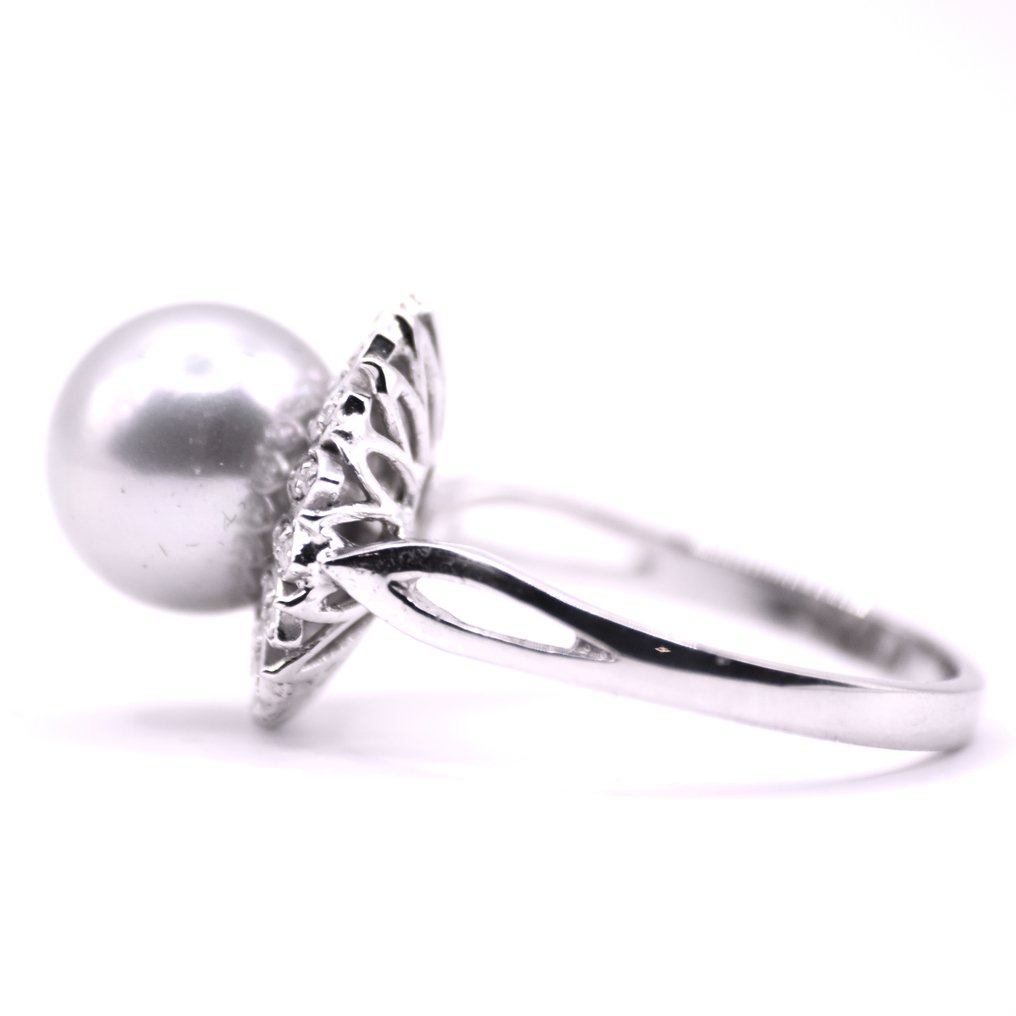 Ei pohjahintaa - Sormus Platina - 0.48ct. tw. Timantti (Luonnollinen) - Helmi - Grey Pearl #3.2