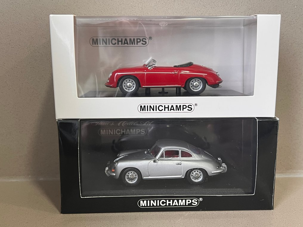 MiniChamps 1:43 - 模型車 (2) - Lot of 2 X Classic Porsche: - 保时捷 356 - 非常稀有,已售罄 #1.0