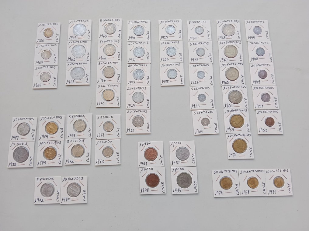 Chili. Colección de 50 monedas diferentes 1921-1977 (Zonder minimumprijs) #1.0
