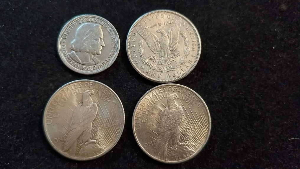 美国. Lot of 4 silver coins, 1893/1925 (没有保留价) #1.0