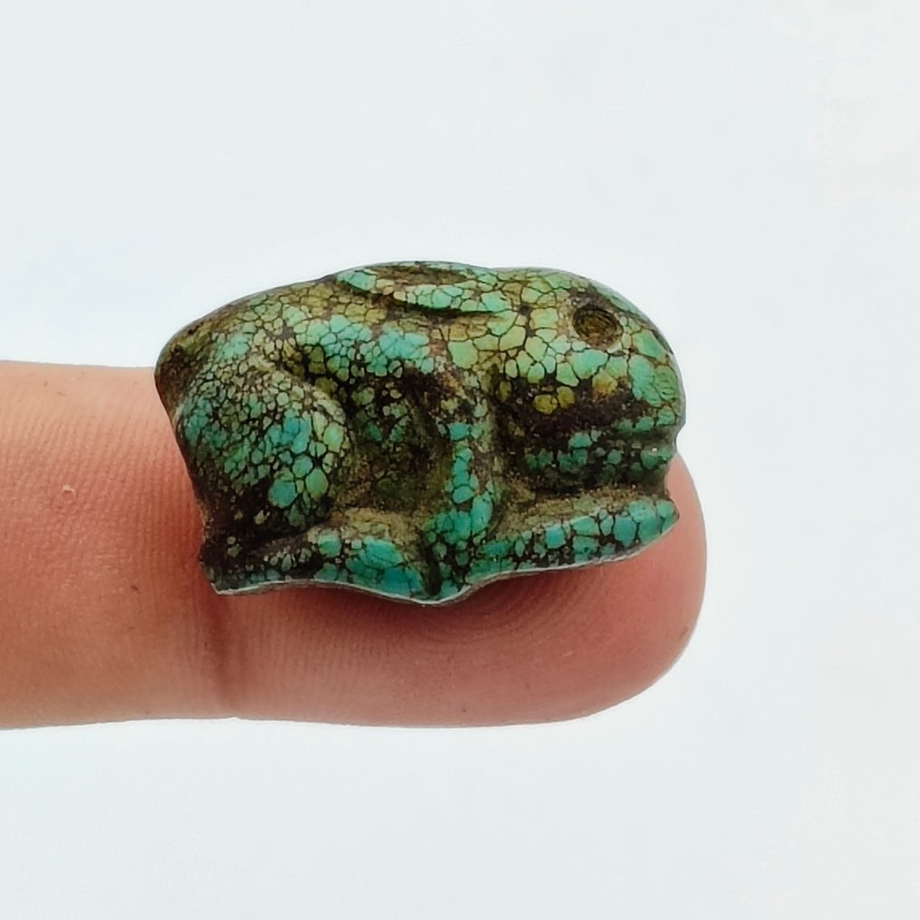 Ancient Chinese Turquoise XS Rabbit Bead Talisman - 25 mm #1.0