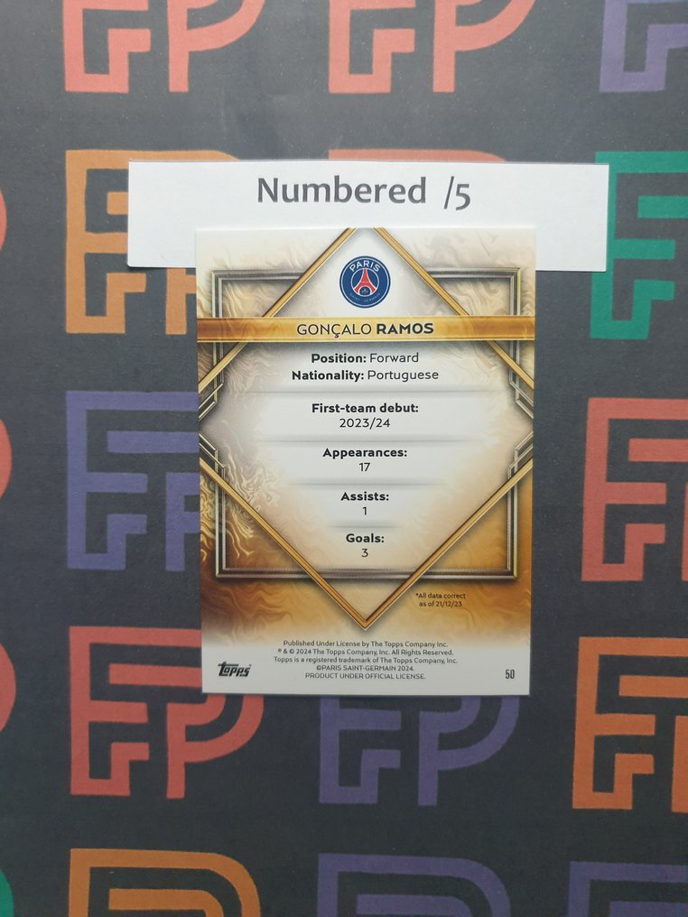 2023/24 Topps Gold Drip Gonalo Ramos Carta seriada, Edición limitada, Carta/cromo Parallel - 5 Card - Excelente (EX) #3.2