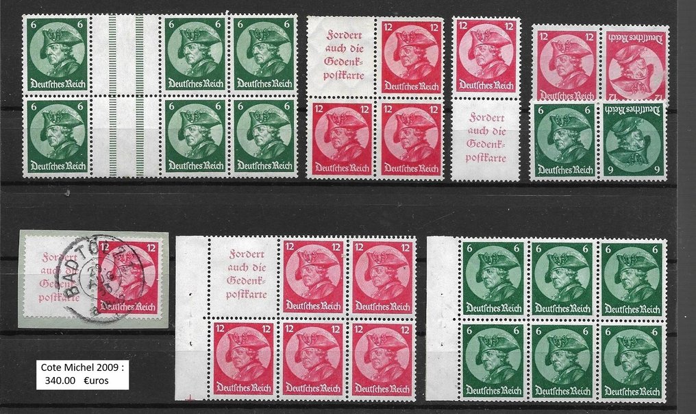 德意志帝国 1933/1941 - 142种不同MH组合收藏品* - 叠印 - 小册子邮票 - 20张小册子 #4.3