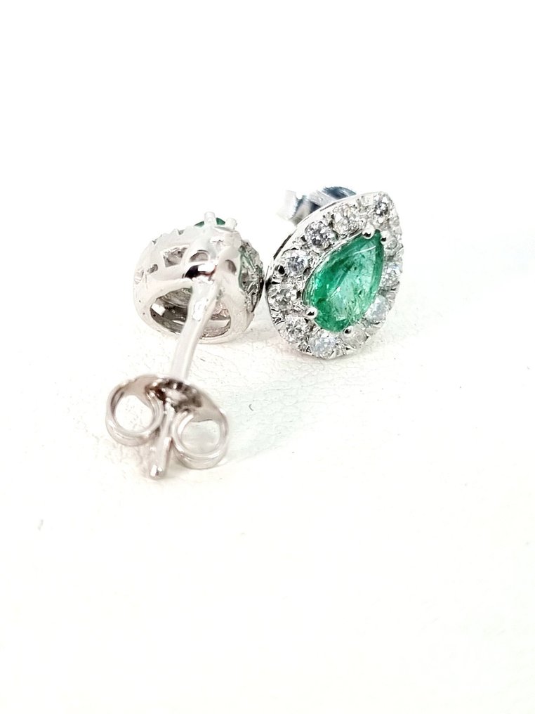 Ohrringe - 18 kt Weißgold Smaragd - Diamant #2.1