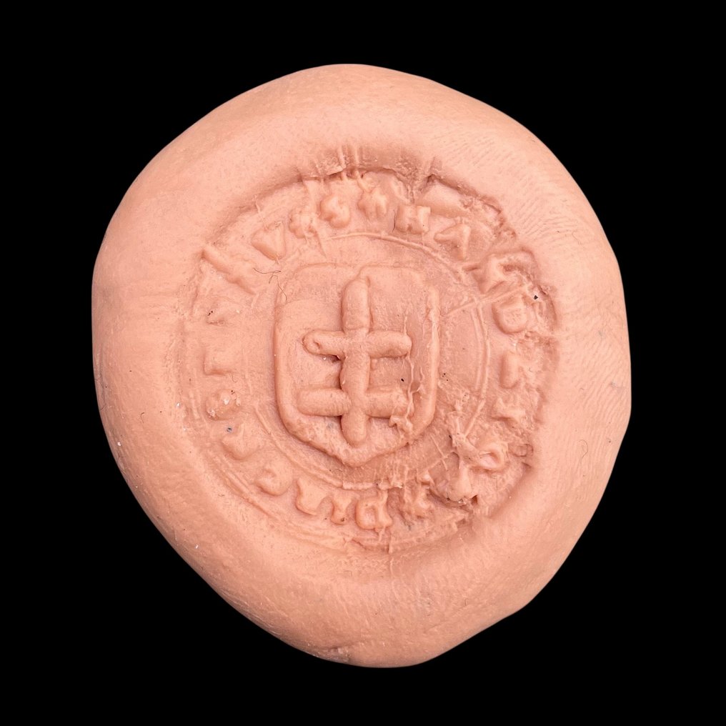 Μεσαιωνική Μόλυβδος Πολύ σπάνια μήτρα σφραγίδας με σταυρό της Λοθαριγίας, Ieper (Βέλγιο) - 15 mm  (χωρίς τιμή ασφαλείας) #1.0