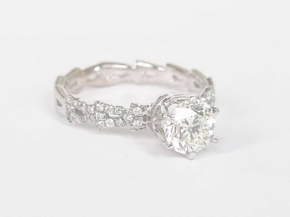 訂婚戒指 - 18 克拉 白金 -  1.15ct. tw. 鉆石 (天然) - 鉆石 #1.0