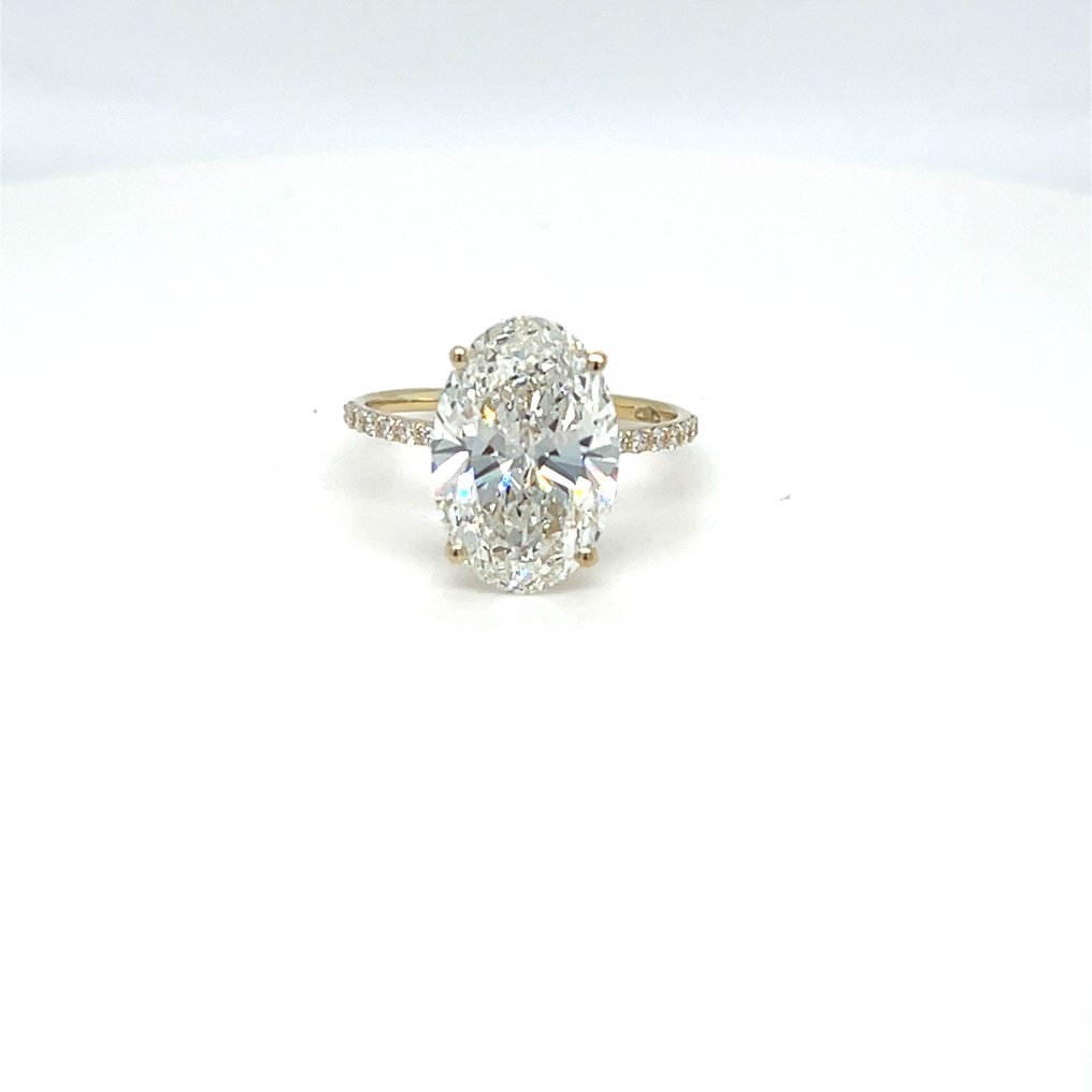 Sormus - 14 kt. Keltakulta - 3.33ct. tw. Timantti (Laboratoriossa kasvatettu) - Timantti #1.0