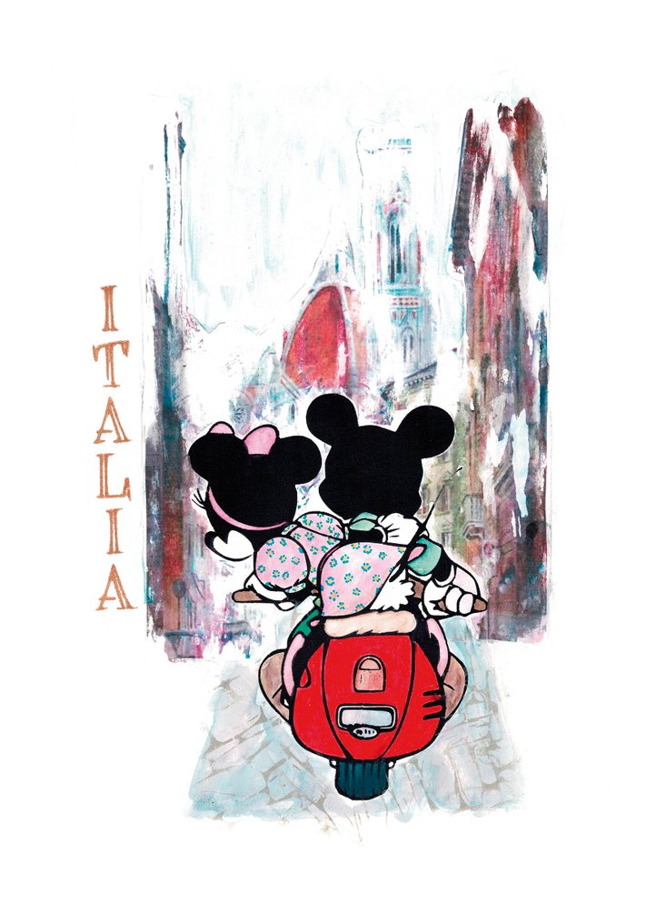 MEB Dessin - Μίκι & Μίνι στην Ιταλία (Αφιέρωμα σε βόλτα με Vespa) - Artist Proof (AP) – Hand-Signed #1.0