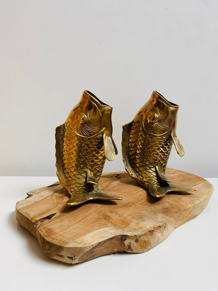 雕刻, Vase Carpe Koi - 18 cm - 黃銅 #2.1