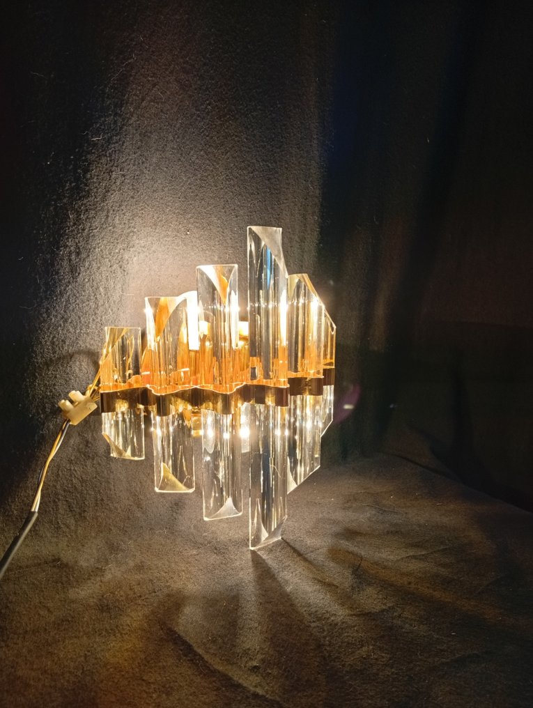 Væglampe - Messing, Krystal - Murano Venini style #3.2