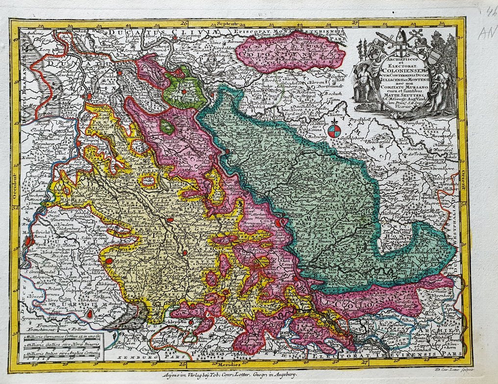 Európa - Németország / Észak-Európa / Köln / Dusseldorf / Essen / Bonn; Matthaus Seutter / C. Lotter - Archiepiscopatus et Electoratus Coloniensem - 1721-1750 #1.0
