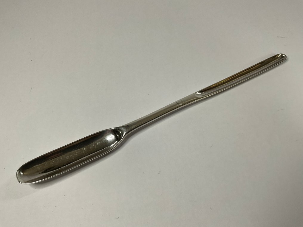 Cucchiaio per midollo - Brittania - Cucchiaio per midollo doppio in argento di George I, marchiato per Londra 1716 #1.0