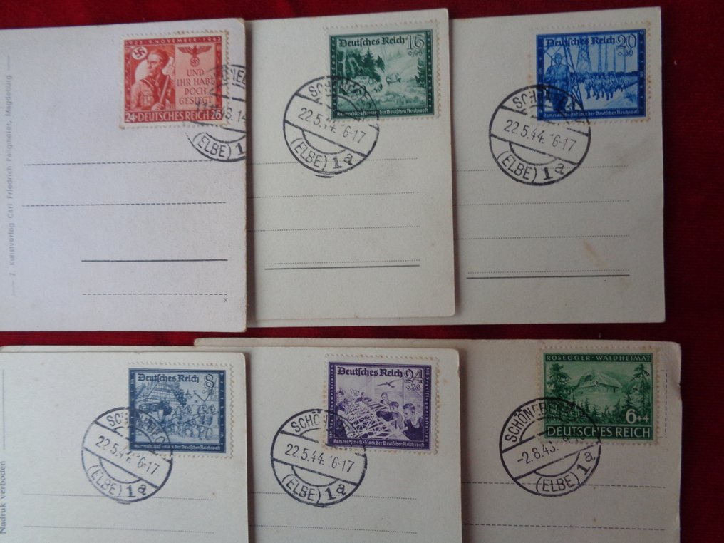 Collezione a tema - Set unico di francobolli tedeschi su cartoline 1943-1944. #2.1