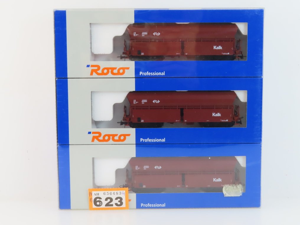 Roco H0 - 45978 - Modellvonat teherfuvarozási vagonszett (1) - 3-részes Zelflossers 'Kalk' típusú hamis-z 254 - NS #4.3