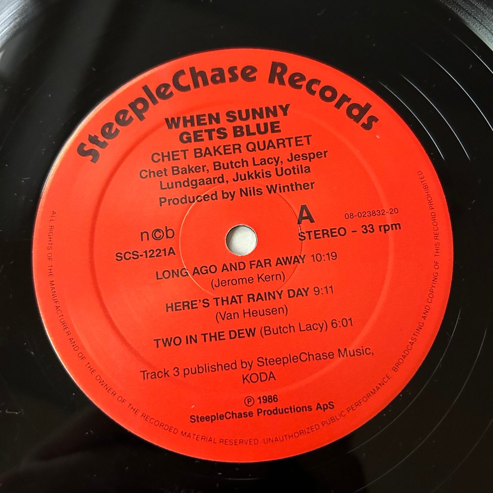 Chet Baker quartet - When Sunny Gets Blue (1st pressing!) - Single Vinyl Record - 1986 #3.2