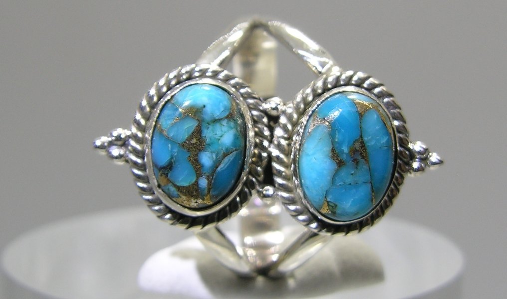 Τυρκουάζ δαχτυλίδι - Ύψος: 25 mm - Πλάτος: 20 mm- 4.68 g - (1) #1.0