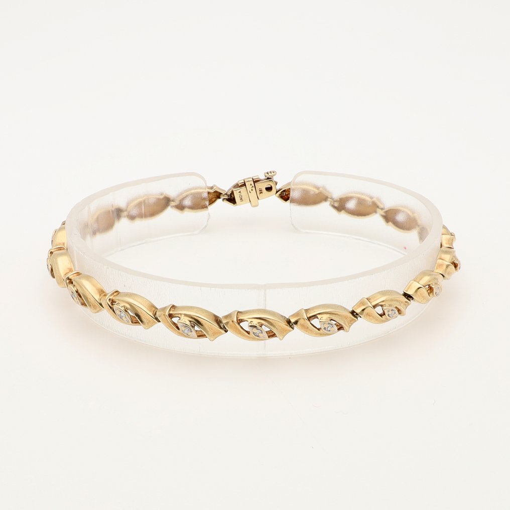 手镯 - 10 kt. 黄金, 白金 钻石 (天然)  #1.0