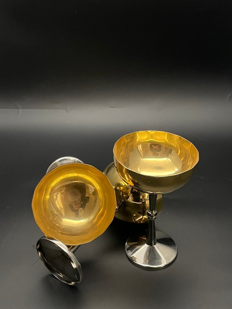 Orfèvre italien à identifier - Champagneglas (6) - Forgyldt, Forsølvet #3.2