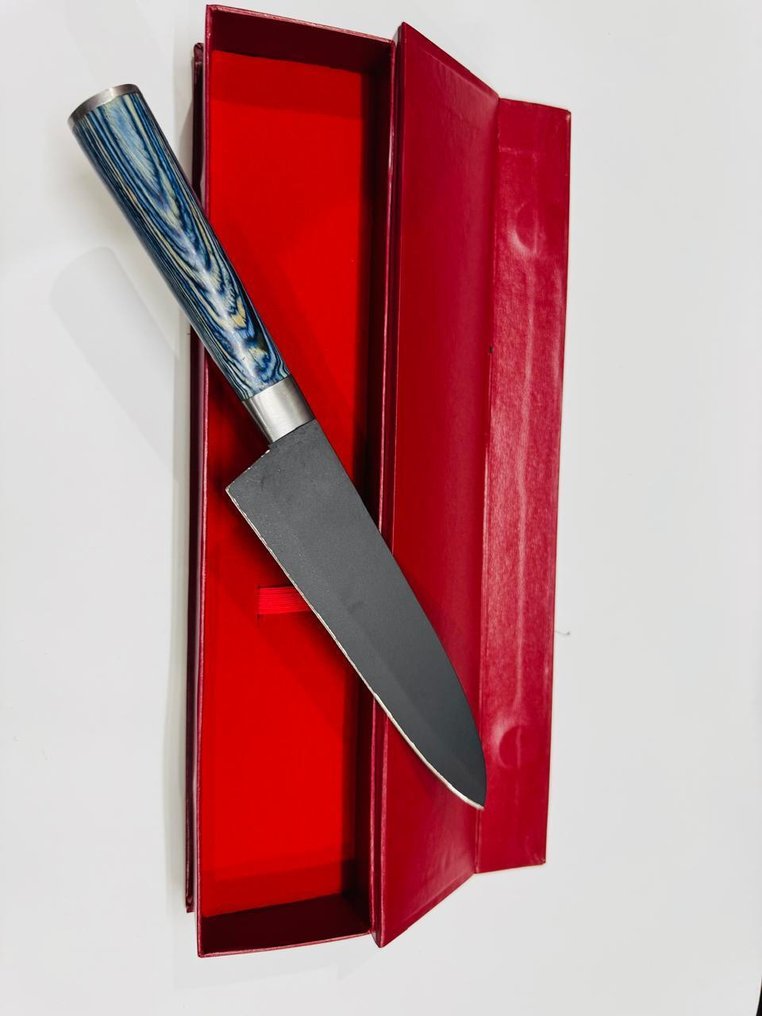 Μαχαίρι κουζίνας - Ιαπωνικό μαχαίρι Santuko (092) - Μη σιδηρός, χειρολαβή από εξωτικά ξύλα με κουτί. - Ιαπωνία - Ιαπωνικό μαχαίρι Santuko #3.2