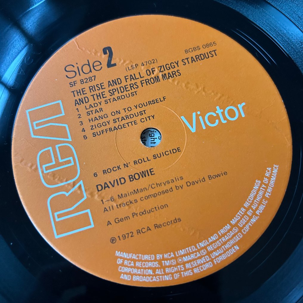 David Bowie - Ziggy Stardust (1st UK Pressing) - Single Vinyl Record - 1st Pressing - 1972 #4.3