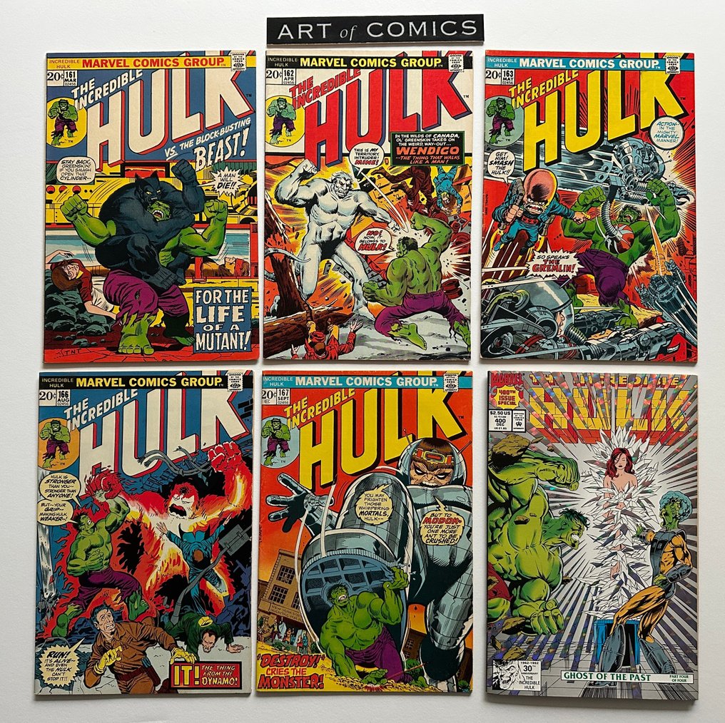 The Incredible Hulk #161, #162, #163, #166, #167, #400 - 6 Comic - First edition - 1972/1992 #1.0