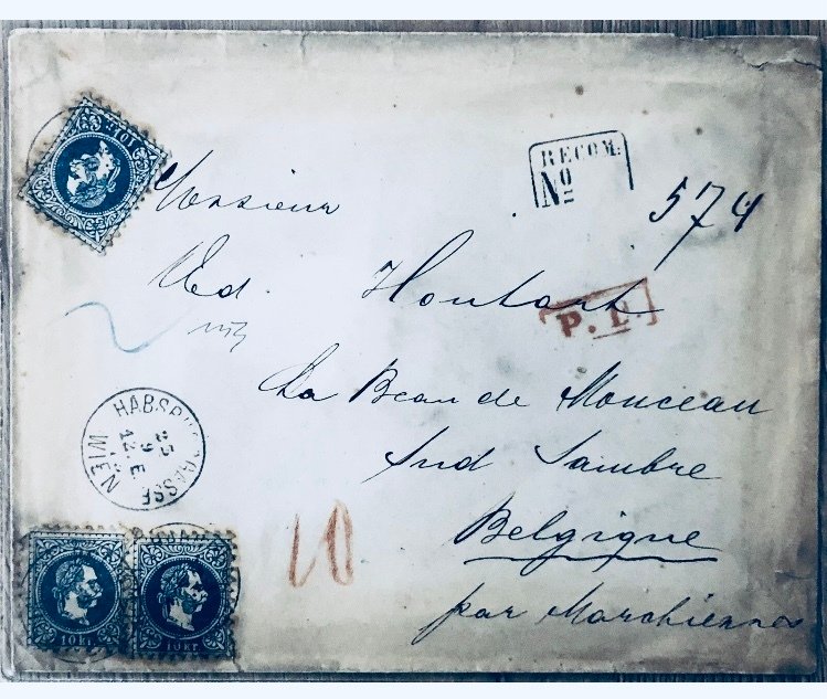 Αυστρία 1867/1884 - Αυστρία 10+10+10 kreuzer 1873 Βιέννη, βούλα 2’ ταχυδρομικά τέλη PD Βέλγιο, Εστίβ ραρά #1.0