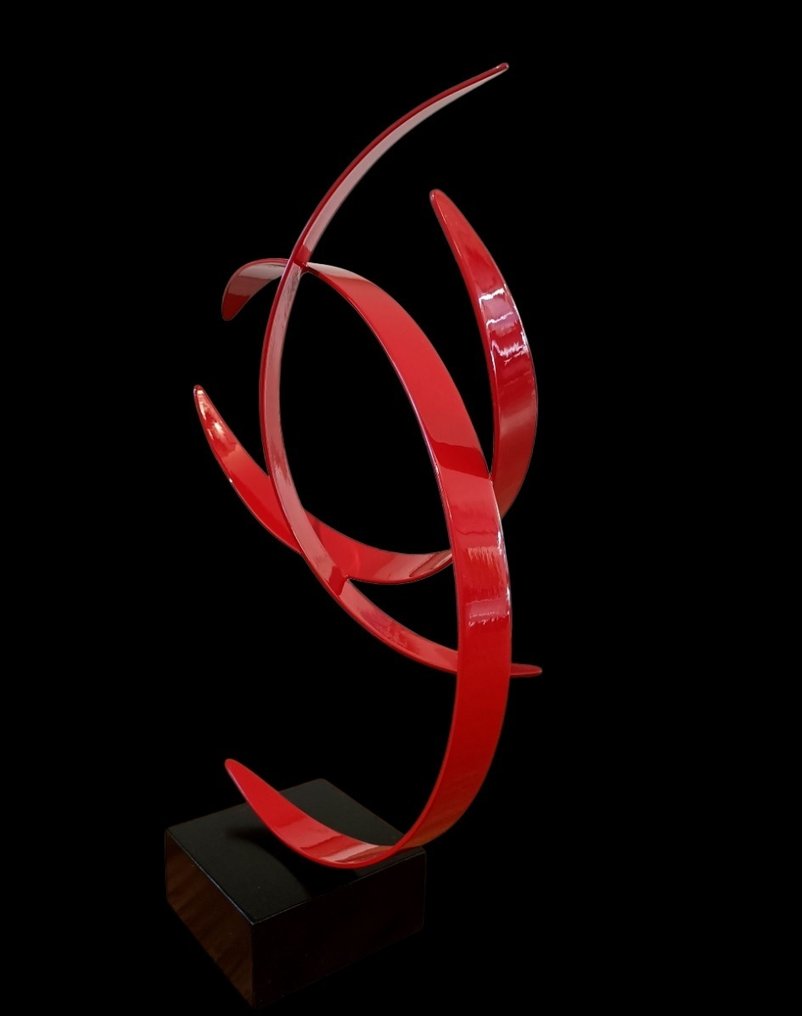 Cesare De Toni - 雕刻, Curvismo dello spazio Sequenza F. 3 Rosso - 39 cm - 鋼 #2.1