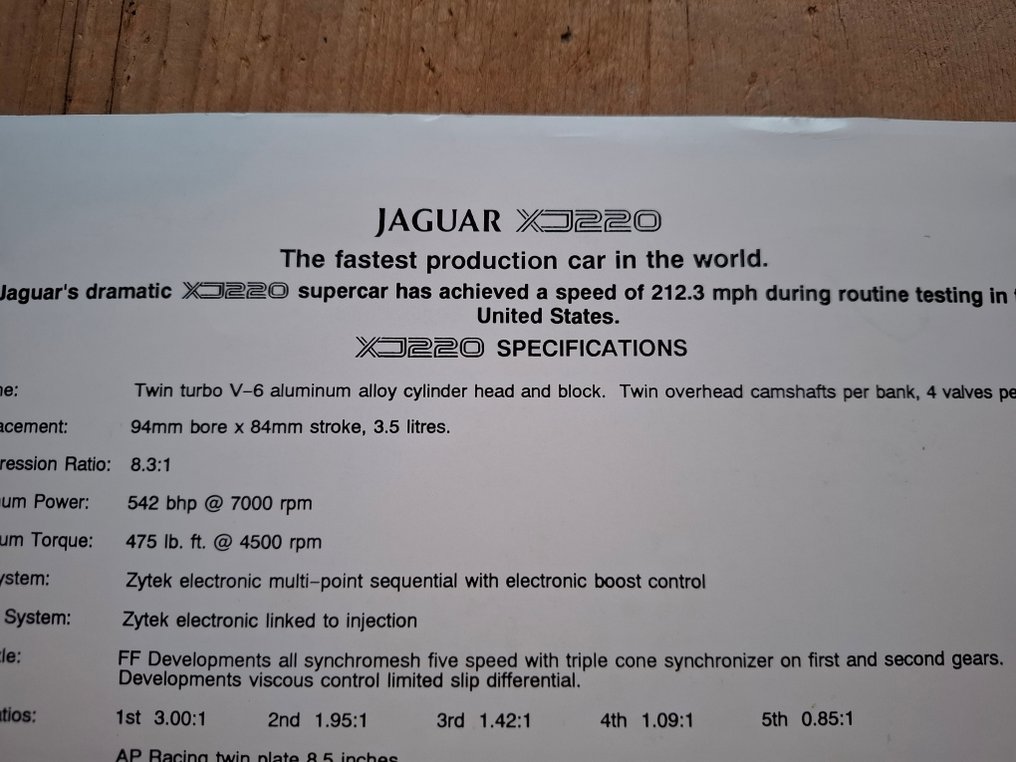 Sheet - Jaguar - XJ220 #4.3